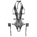 Crotchless lace teddy
