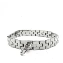 Stainless steel watch band collar with gem lock