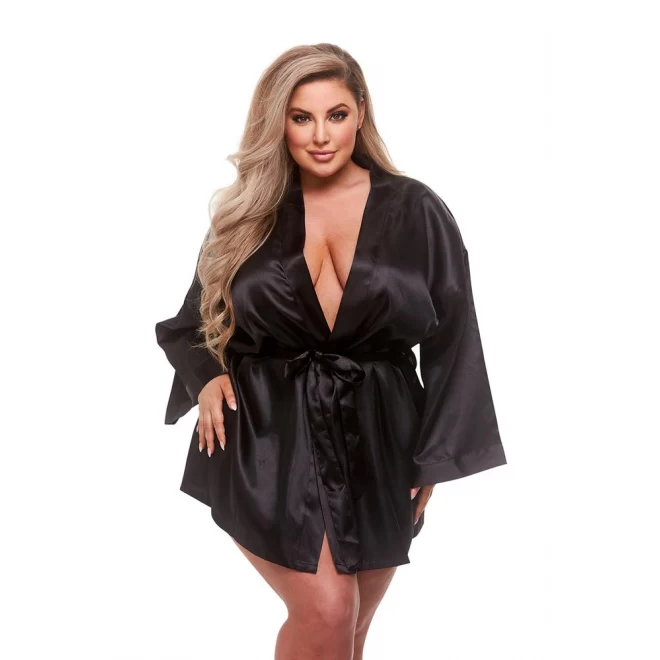 ALL SATIN ROBE BLACK, XL