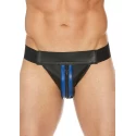 Striped front with zip jock - leather