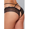 Open panty lace band criss cross straps - black