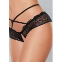 Open panty lace band criss cross straps - black