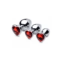 Red heart gem anal plug set