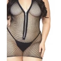 Fishnet zip up mini dress +