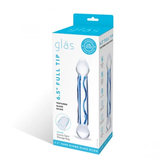 Glas - full tip textured glass dildo