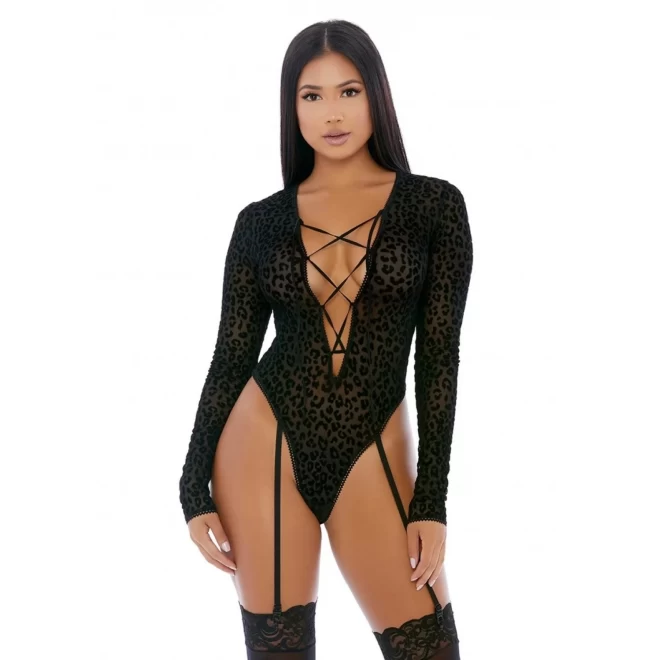 Body w cętki z długimi rękawami Feline Lustful