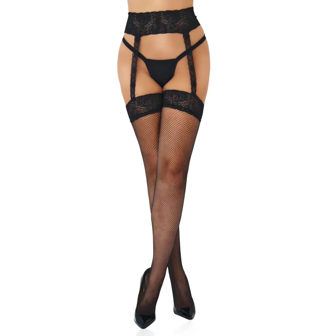 Pończochy połączone z pasem Fishnet Garterbelt Stockings