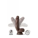 DR. SKIN PLUS 8 INCH THICK POSEABLE DILDO WITH SQUEEZABLE BALLS CHOCOLATE