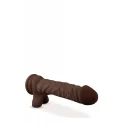 DR. SKIN PLUS 9 INCH POSABLE DILDO WITH BALLS CHOCOLATE