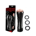 Quickes Pro - Vibrating masturbator + 3 pack cockring