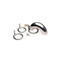Locking stainless steel chastity cage w/ 3 rings