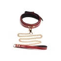 6 piece burgundy bondage set burgundy cuffs, collar, & leash