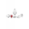 ADAM ET EVE RED HEART GEM GLASS PLUG SET