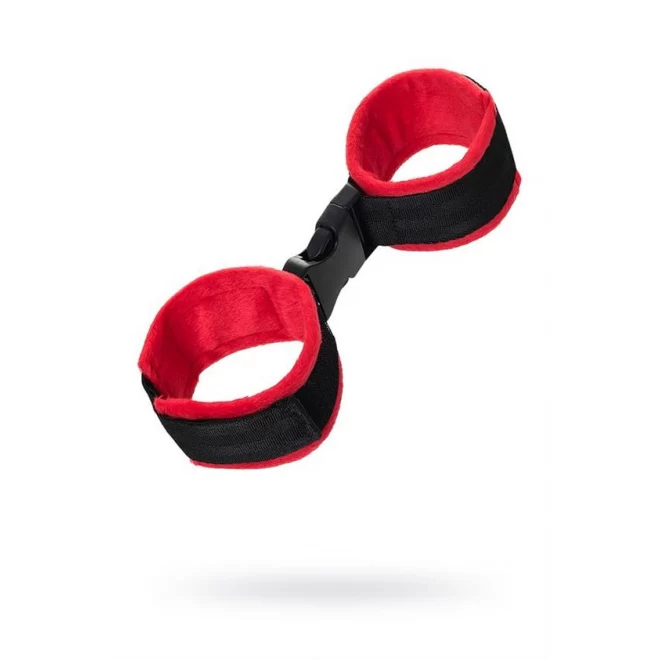 Anonymo handcuffs, velour, red, 29 cm