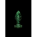 Glass butt plug - glow in the dark - medium - clear