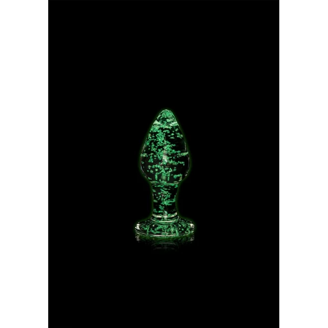 Glass butt plug - glow in the dark - small - clear