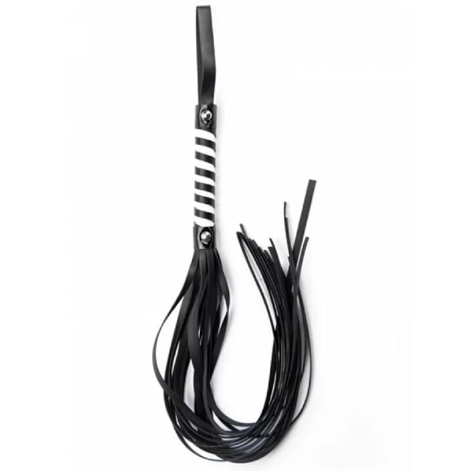 Black White Long Stripe Flogger