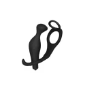 Masażer prostaty z pierścieniem na penisa i jądra Ass Rasca Plug Combo Vibrating Black