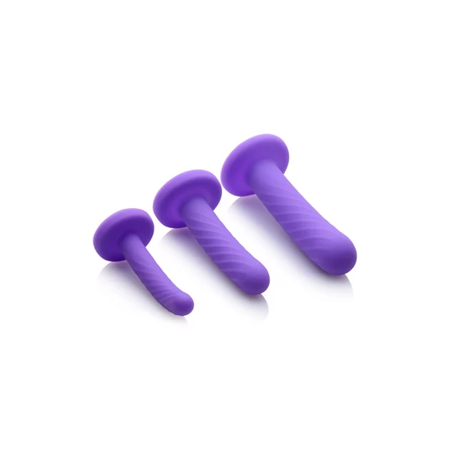 Tri-play 3 piece silicone dildo set