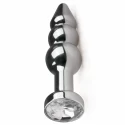 Silver Butt Plug with clear crystal