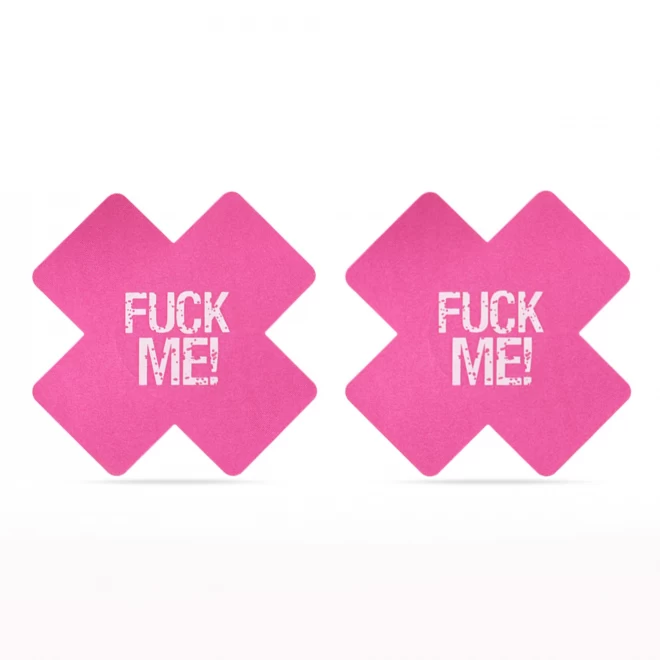 FUCK ME Cross Pattern Nipple Pasties (2 Pack)