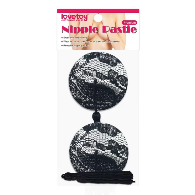 Nasutniki z frędzlami Reusable Black Lace Round Tassel Nipple Pasties