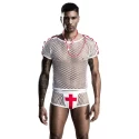 4 Pieces Sexy Assistant Costume S/L White/Pink
