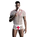 4 Pieces Sexy Assistant Costume S/L White/Pink