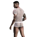 4 Pieces Sexy Assistant Costume S/L White/Pink