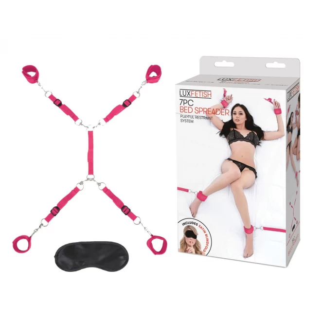 Lux fetish bedspreader restraint system pink (7pc)