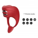 Wibrator-Silicone Ring Red USB 7 Function + Electro stim