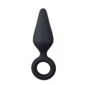 Średni korek analny z uchwytem w kształcie ringu - Black Buttplugs With Pull Ring - Medium