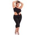 ONE SHOULDER CROPPED CATSUIT BLACK, M/L