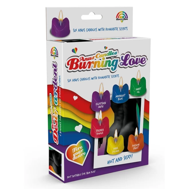 Rainbow burning love anus candles