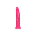 Slim dildo suction cup - gitd - 7'' / 18 cm - neon pink