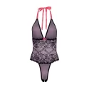BARELY BARE V PLUNGE LACE & MESH TEDDY