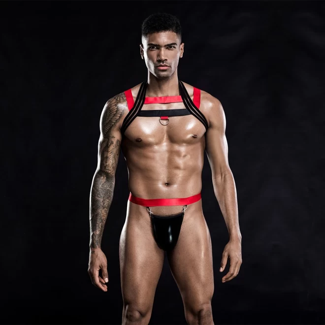 Men's Lingerie Set Top+Bikini Black/Red OS