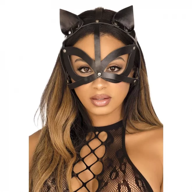 Vegan leather studded catmask