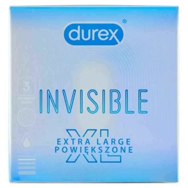 Powiększone prezerwatywy Durex Invisible Extra Large 3 szt.