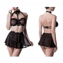 Grey velvet 3-tlg. set (bralette, string, rock)