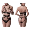 Grey velvet 3-tlg.set (top, harness, string)