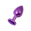 Purple anal plug TOYFA Metal with purple round-shaped gem, length 8,2 cm, diameter 3,4 cm