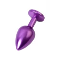 Purple anal plug TOYFA Metal with purple round-shaped gem, length 8,2 cm, diameter 3,4 cm