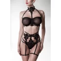 Grey velvet 3-tlg.set (bra, string, strapsgÃ¼rtel)