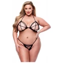 BACI 2 PCS PEEK-A-BOO BRA & CROTCHLESS G-STRING SET BLACK , Q
