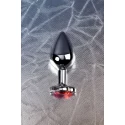 Silver anal plug with red gem heart-shaped