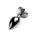 Silver anal plug with red gem heart-shaped