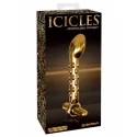 Wibrujący szklany korek analny Icicles G07 Gold Edition