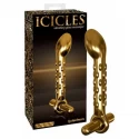 Wibrujący szklany korek analny Icicles G07 Gold Edition
