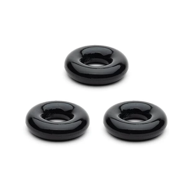 Chubby rubber cockring 3-pack - black